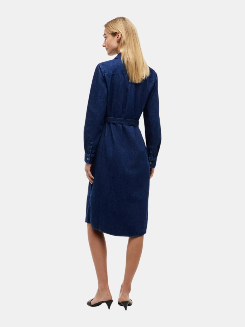 NWT TOMMY HILFIGER DENIM BELTED SHIRTDRESS BUTTON FRONT MIDI SIZE L - Picture 3 of 7